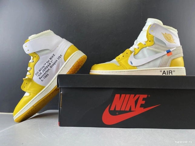 Off-White x AQ0818-149 Air Powder Yellow-Cone White Jordan Dark 1 NRG 0915